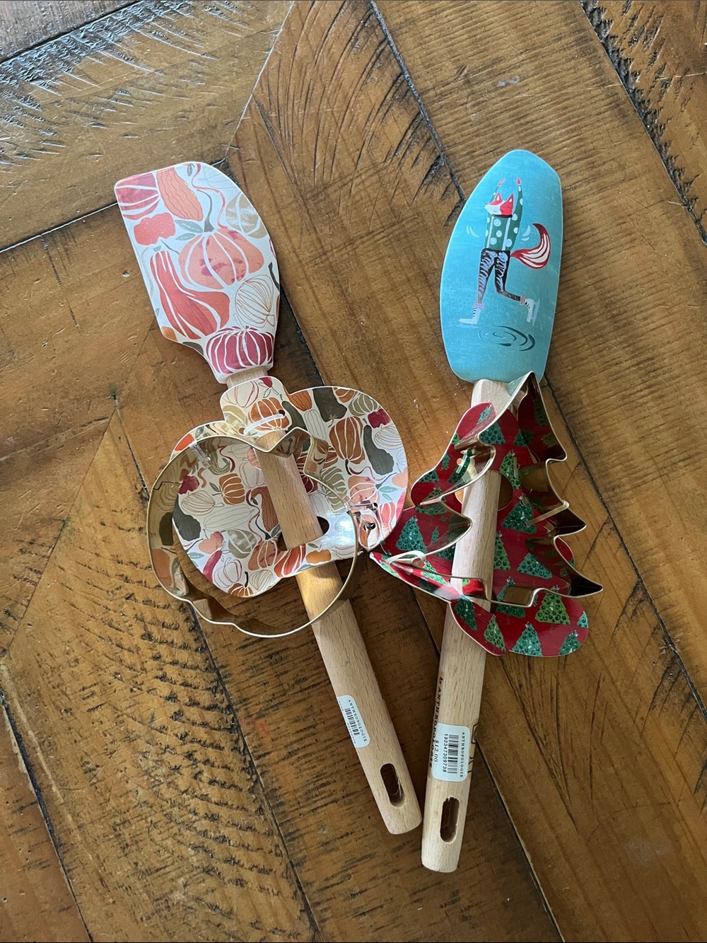 Anthropologie Blue and Multi Holiday Silicone Spatulas with Cookie Cutters